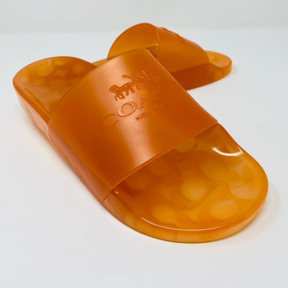 NEW Coach Ulyssa Rubber Pool Slides | Candied Orange | Size 7B | NIB